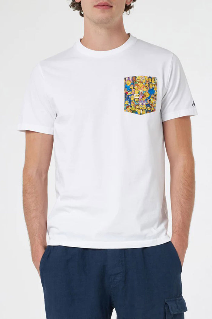 T-shirt Blanche uomo in cotone con taschino stampato Simpsons