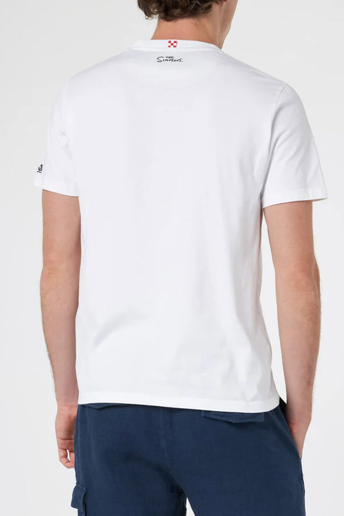 T-shirt Blanche uomo in cotone con taschino stampato Simpsons-3
