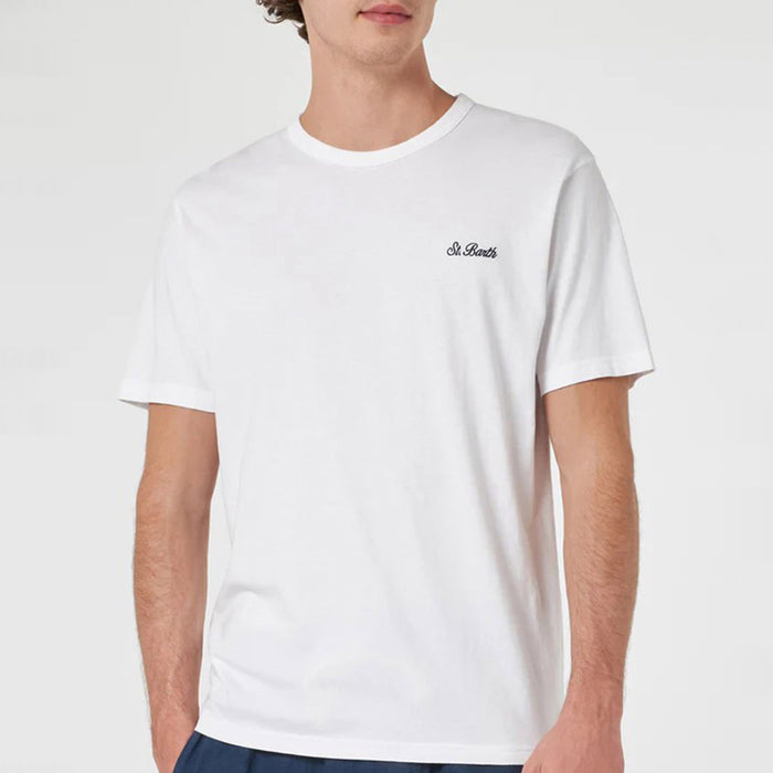 T-shirt Dover in jersey di cotone bianco con ricamo St. Barth-4