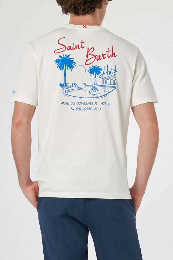 T-shirt con stampa Saint Barth Hotel davanti e dietro