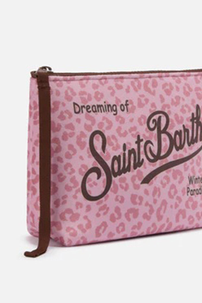 Pochette Aline effetto lana con stampa leopardata rosa-2