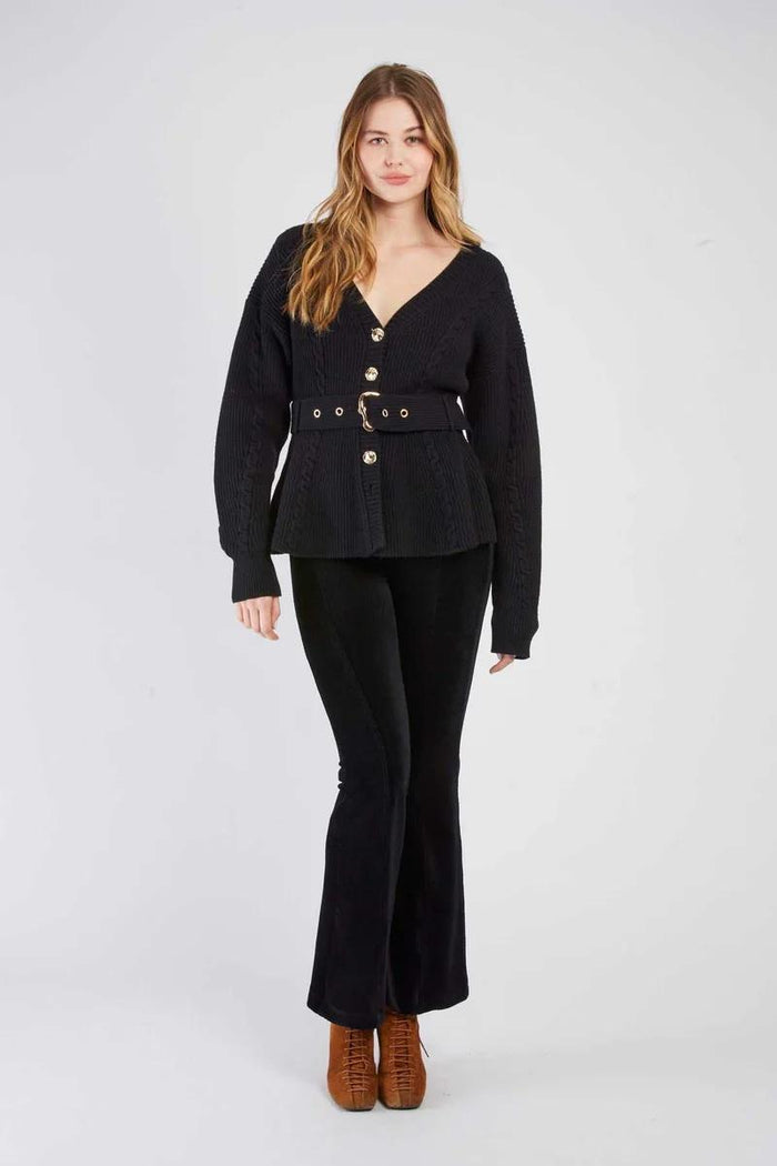 Cardigan in maglia con cintura-4