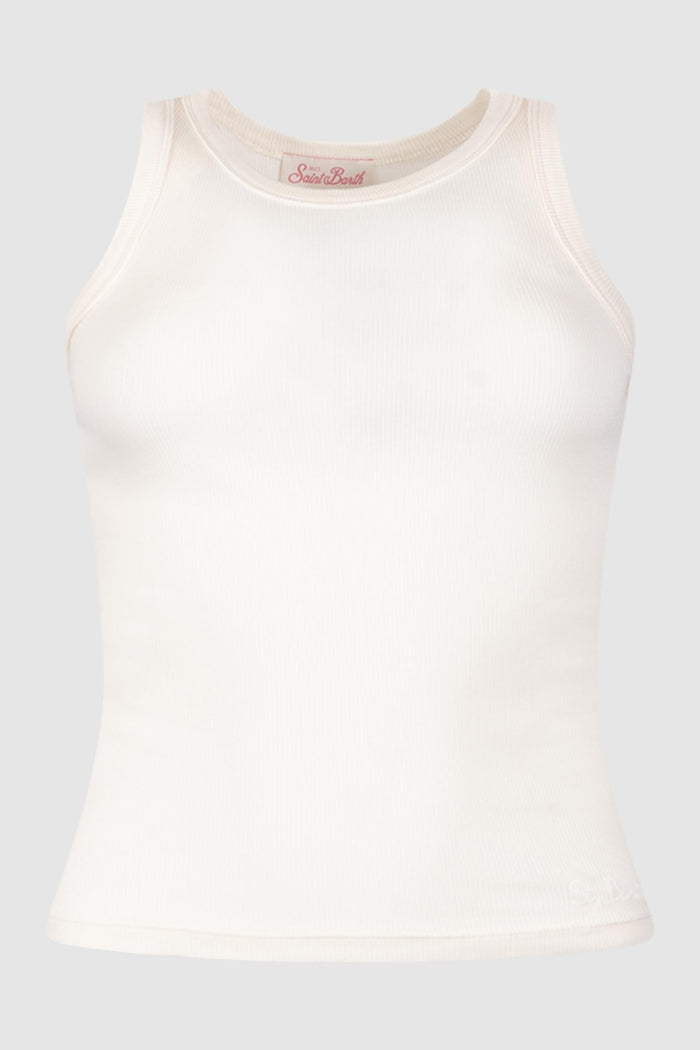 Ada canotta in cotone a coste blu polvere