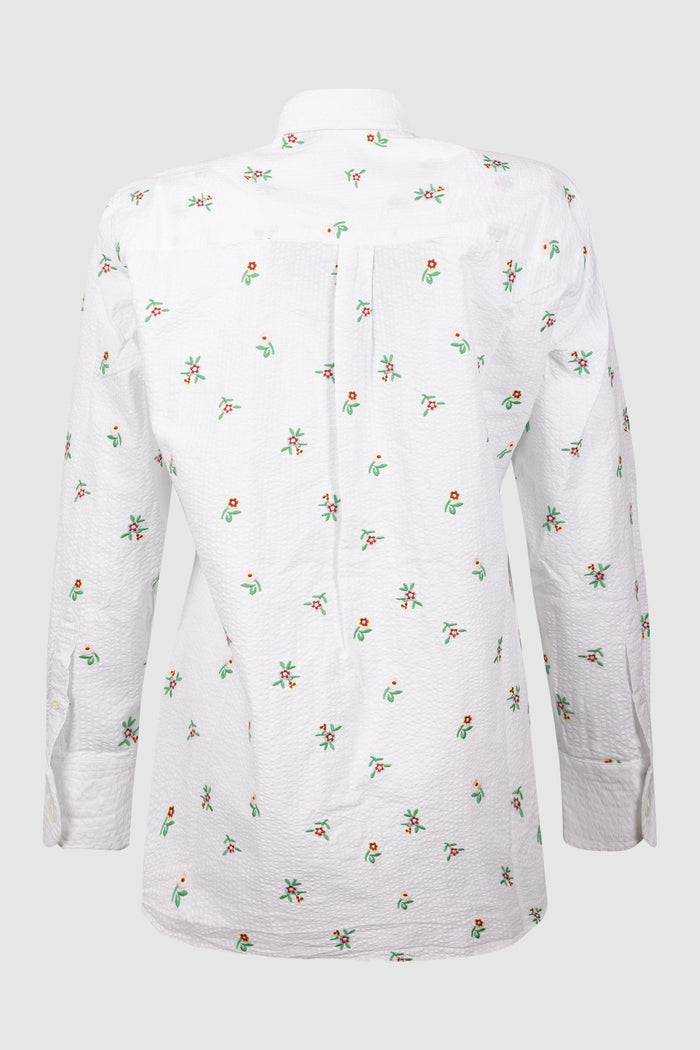 Camicia Ricamata in Cotone Seersucker-2