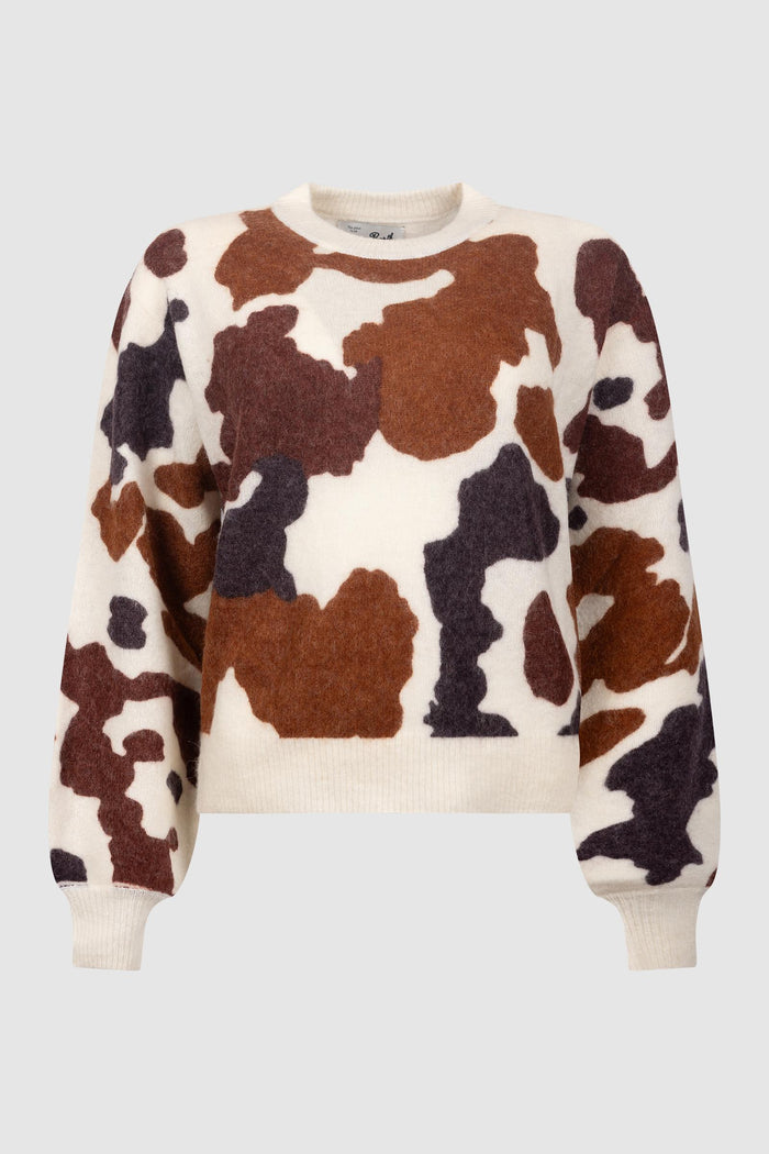 Maglione fantasia maculata in maglia spazzolata