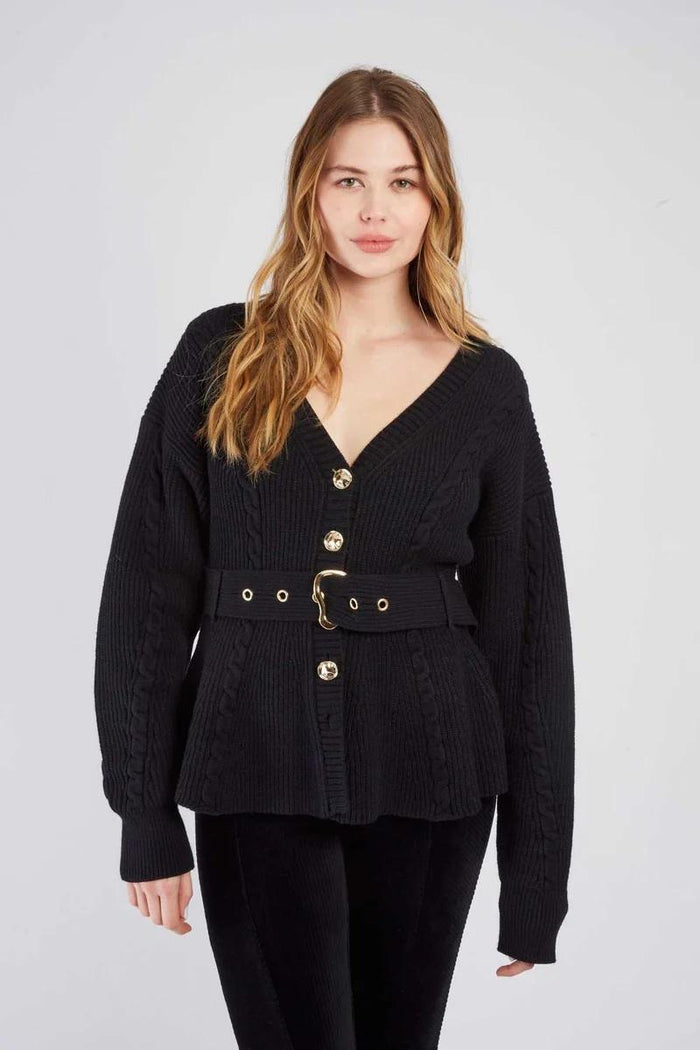 Cardigan in maglia con cintura-1