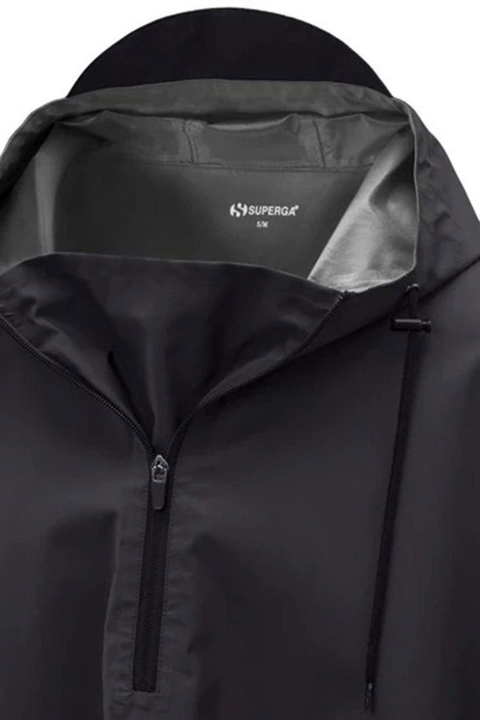 Giacca poncho nera unisex in tessuto tecnico resistente all'acqua-4