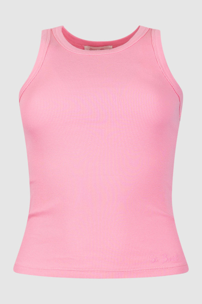 Ada canotta in cotone a coste blu polvere