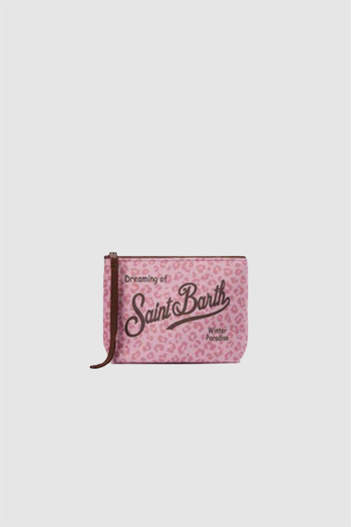 Pochette Aline effetto lana con stampa leopardata rosa