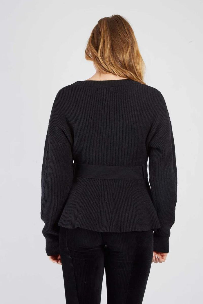 Cardigan in maglia con cintura-6