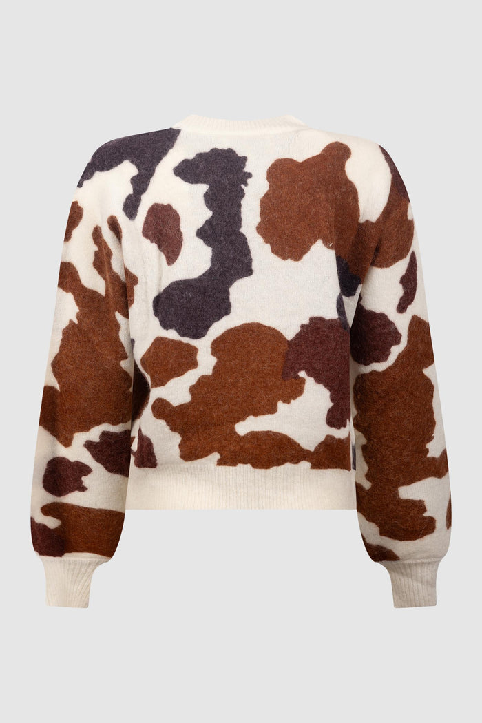 Maglione fantasia maculata in maglia spazzolata-2