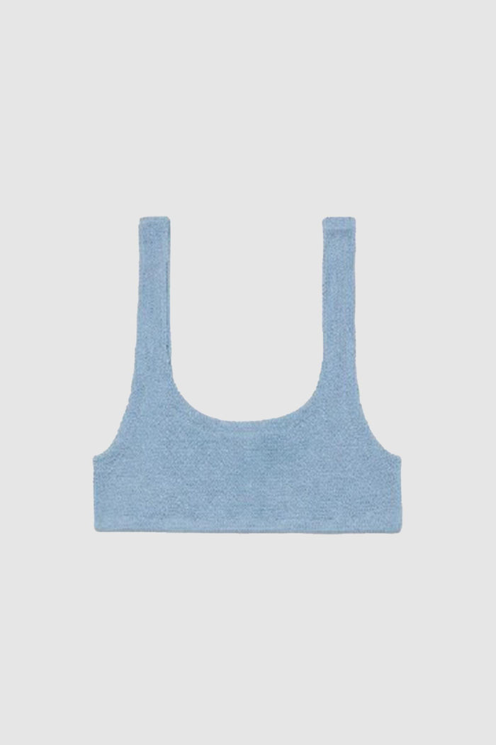 Naima crinkle classico top a bralette lurex blu avio