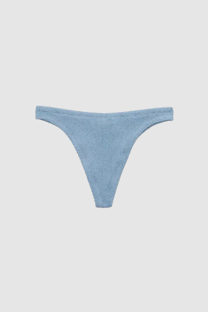 Naomi slip mare cheeky in lurex stropicciato colore avio blu