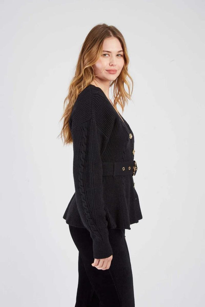 Cardigan in maglia con cintura-5