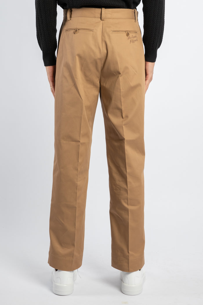 Pantalone chino a gamba larga in cotone con scritta logo-4
