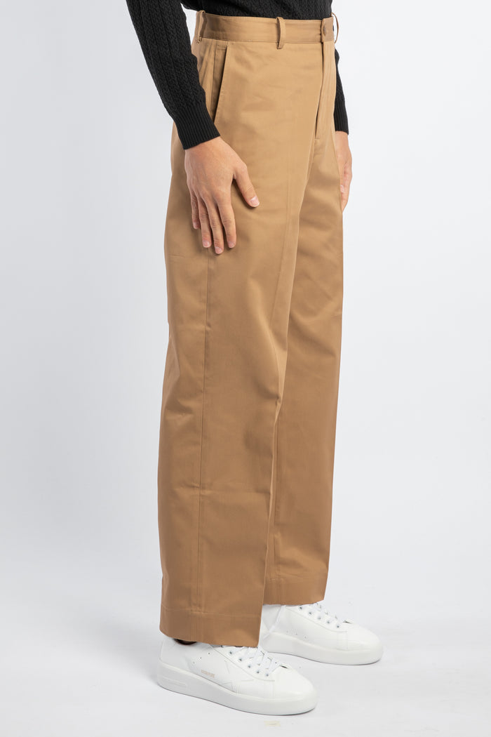 Pantalone chino a gamba larga in cotone con scritta logo-1