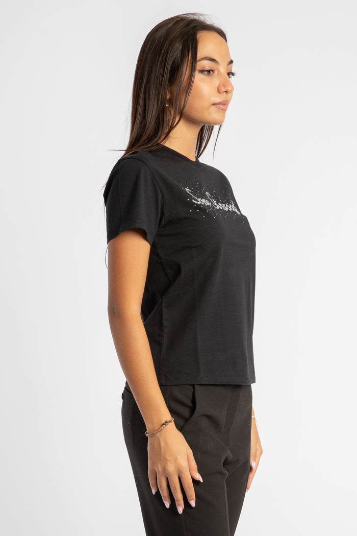 Emilie T-shirt nera Sono Strassata-2