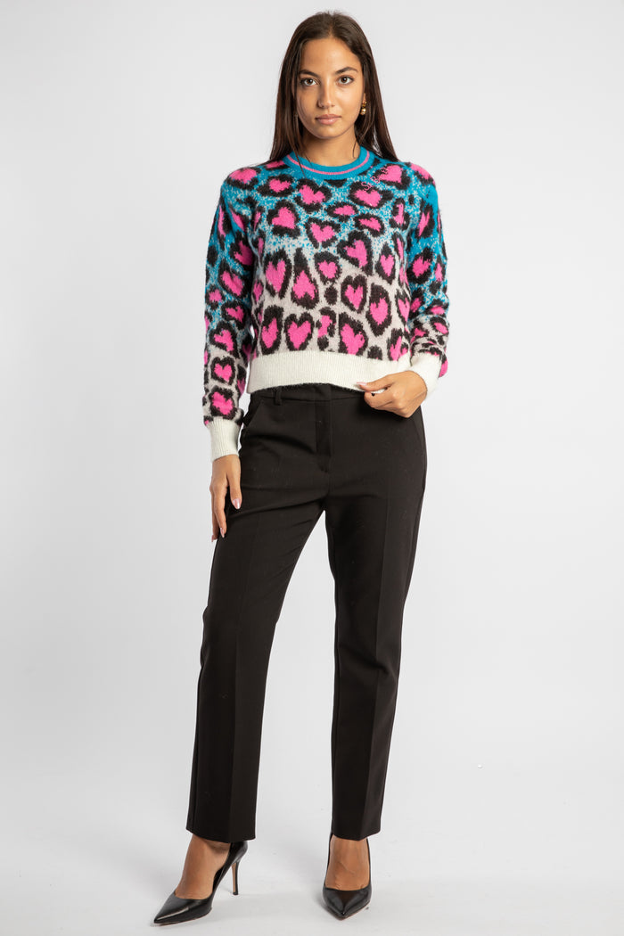 New Queen Crop Soft P morbido maglione da donna girocollo con stampa leopardata a cuori-3