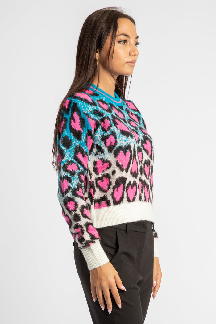 New Queen Crop Soft P morbido maglione da donna girocollo con stampa leopardata a cuori-4