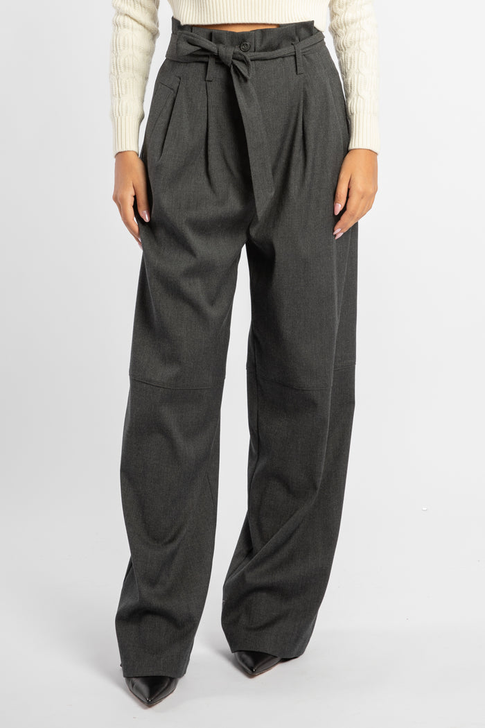 Pacman pantalone in flanella con cintura-1