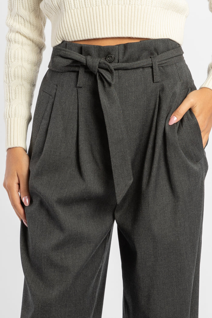 Pacman pantalone in flanella con cintura-4