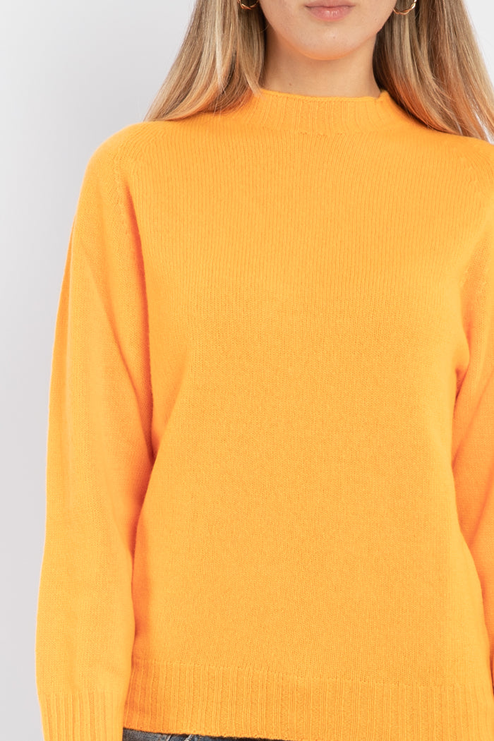Maglia girocollo arancio fluo in lana e cashmere-1