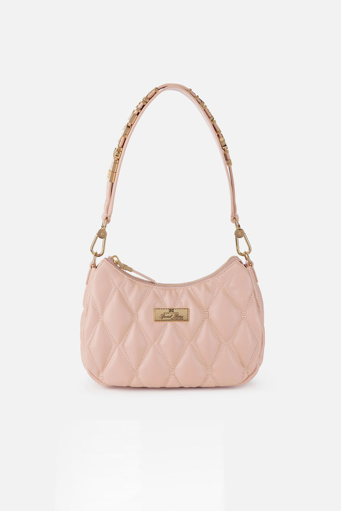 Borsa hobo in tessuto embossed con lettering