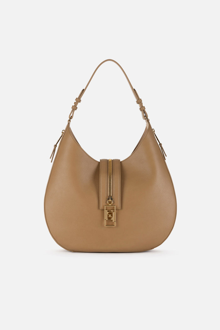 Borsa hobo grande in materiale effetto pelle con zip-1