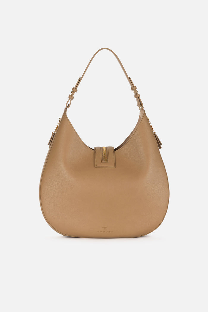 Borsa hobo grande in materiale effetto pelle con zip-3