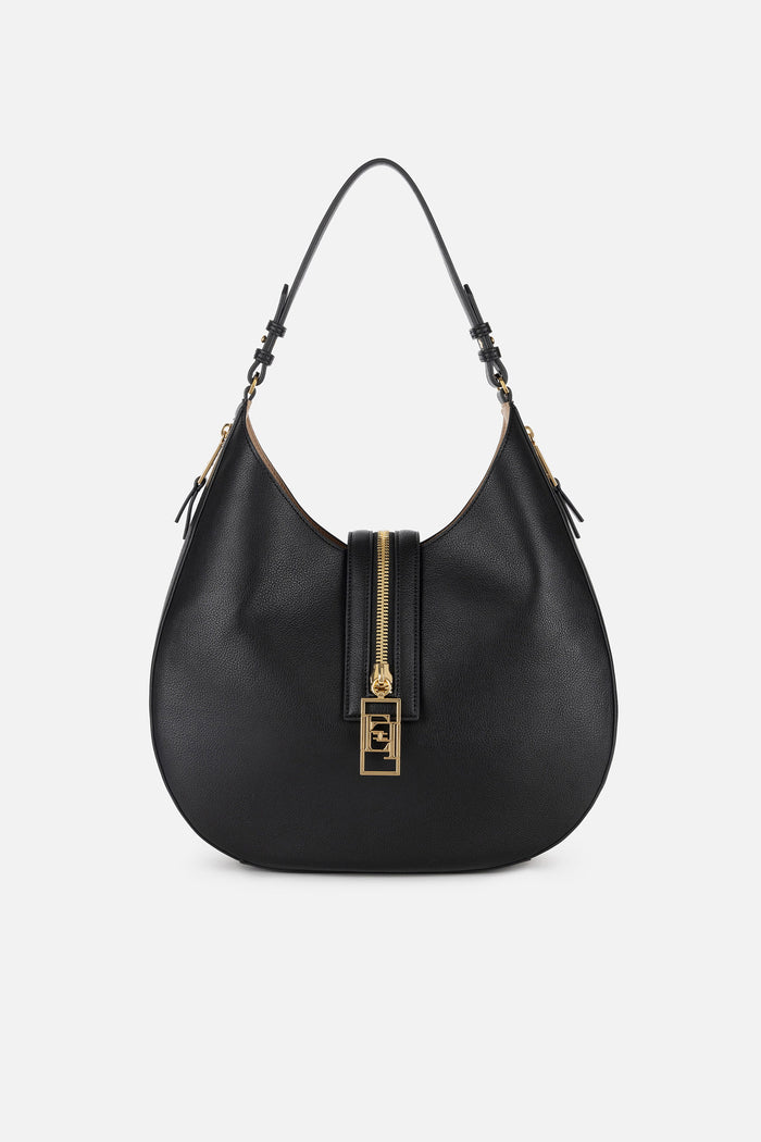 Borsa hobo grande in materiale effetto pelle con zip-1