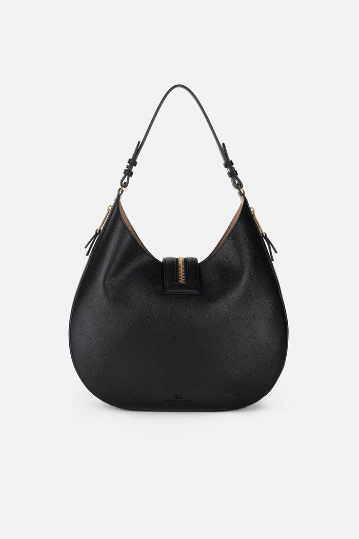 Borsa hobo grande in materiale effetto pelle con zip-3