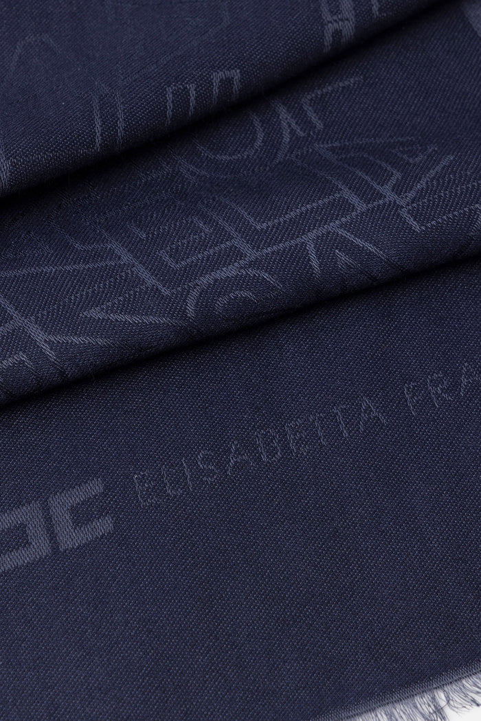 Pashmina quadrata in jacquard con lettering logo-3