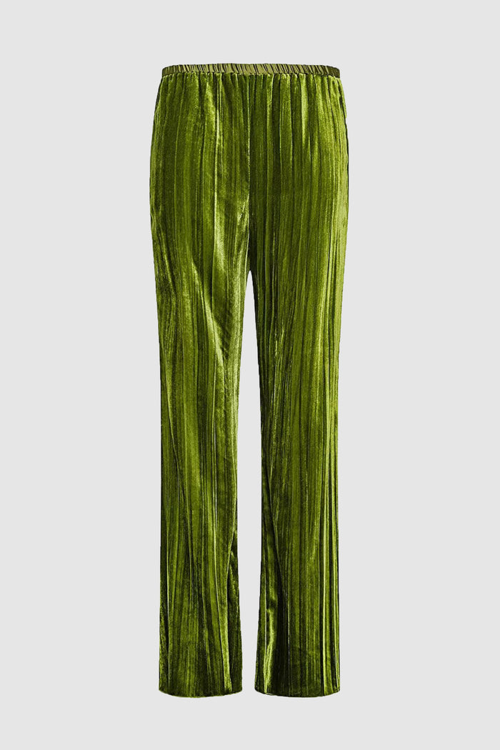 Pantalone flare in velluto plissé