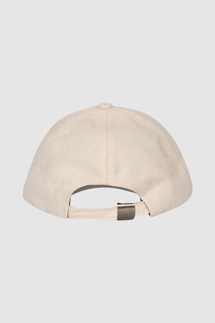 Cappellino da baseball a coste beige con logo ricamato-2