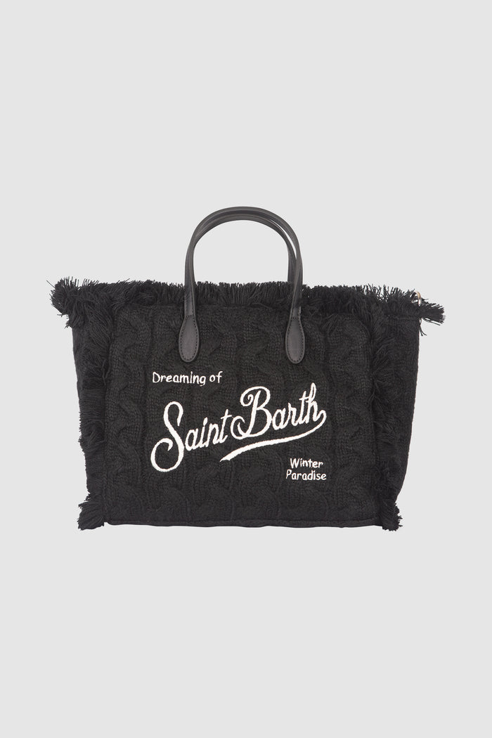 Borsa Colette in maglia nera con ricamo del logo