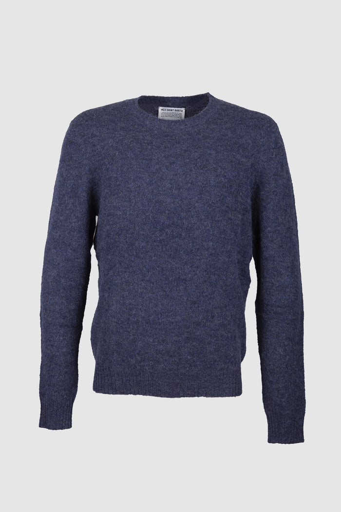 Regent maglione da uomo blu navy in lana d'agnello-1