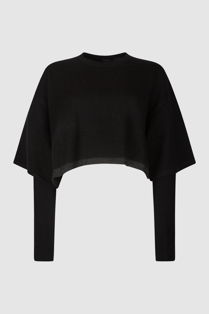 Sorbato maglia mix cashmere con manicotti-1