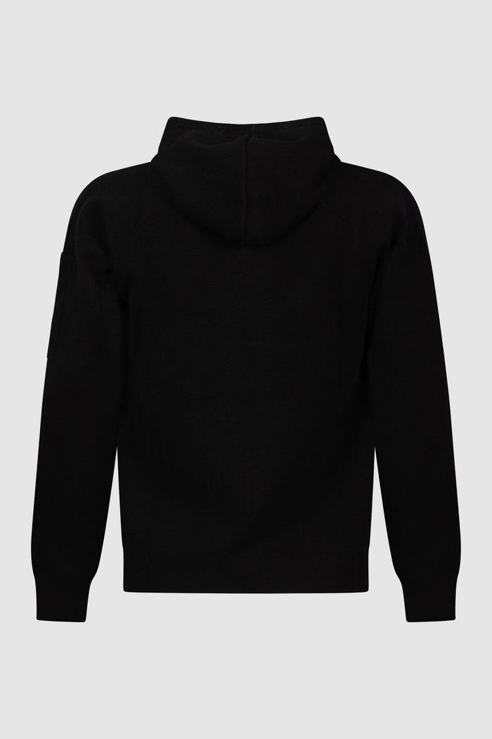 Lambswool Lens Knitted Hooded Sweater-2