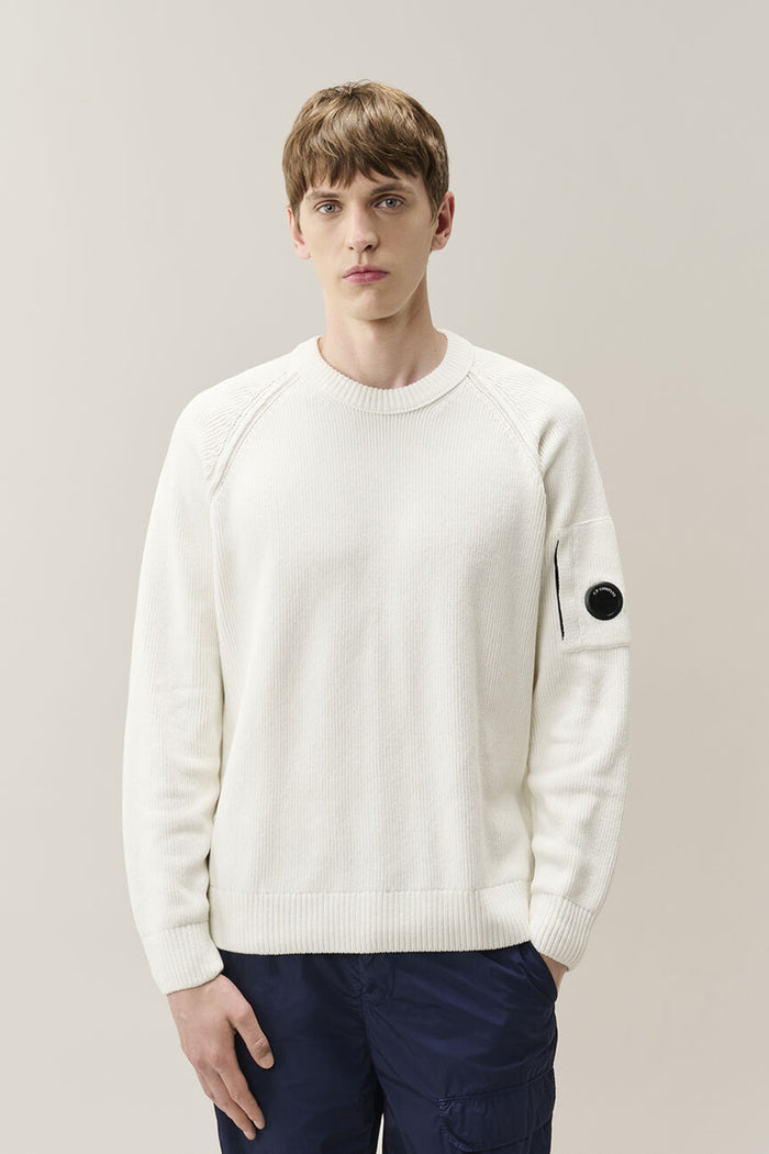 Chenille Cotton Lens Crewneck Sweater-2