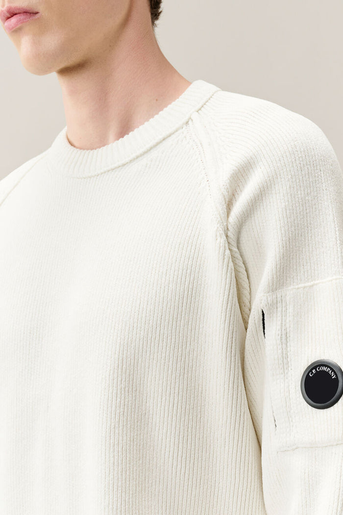 Chenille Cotton Lens Crewneck Sweater-4