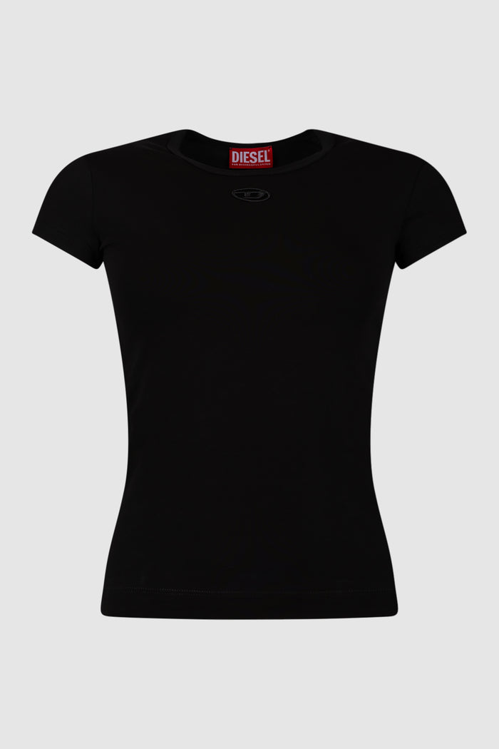 T-shirt con piccolo cut-out ricamato
