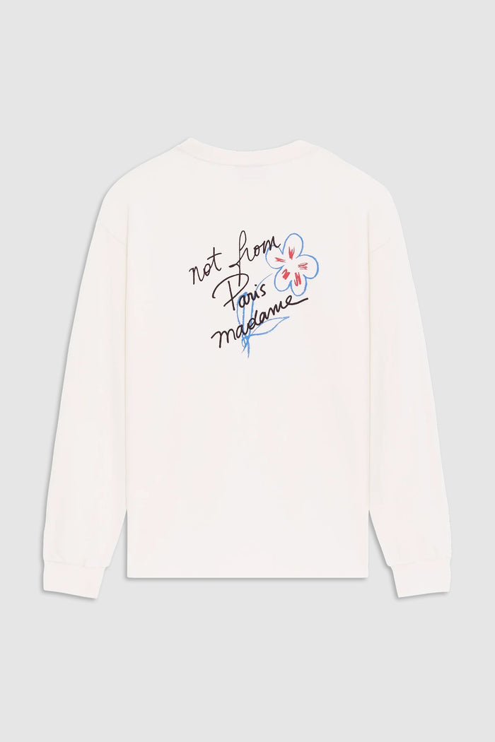 T-shirt a maniche lunghe con slogan e disegno