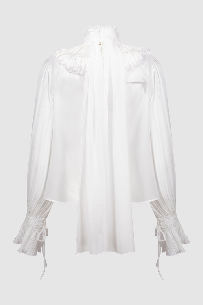 Blusa in georgette con fusciacca-2