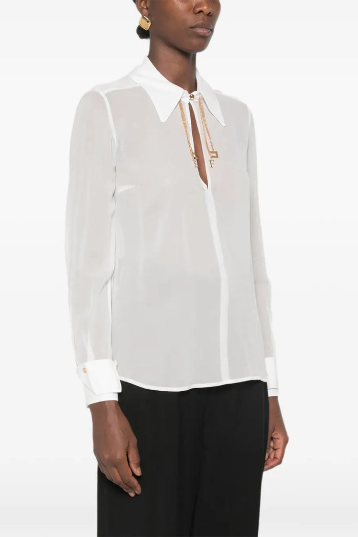 Camicia in georgette con loghi gioiello-2