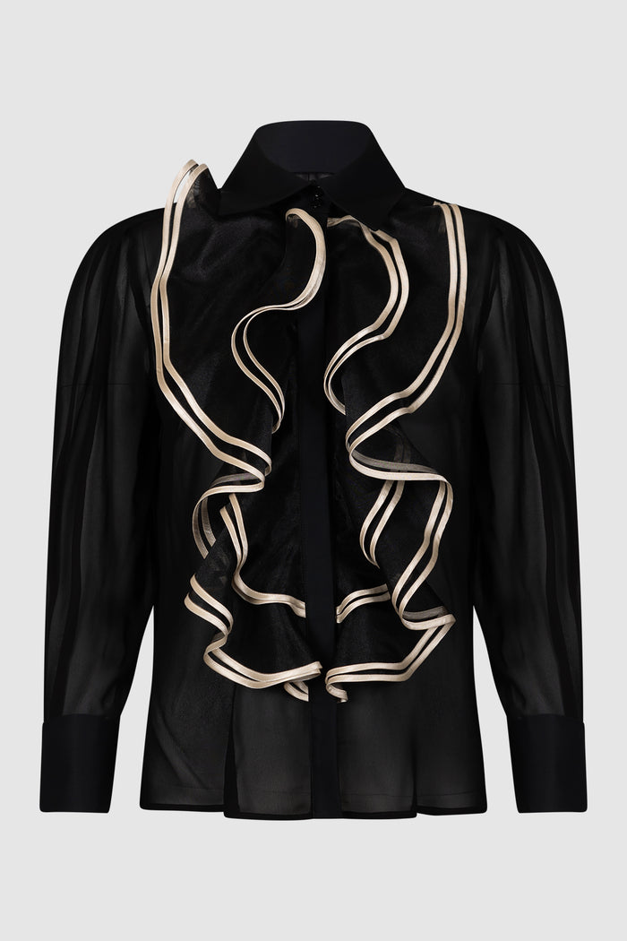 Camicia in georgette con ruches