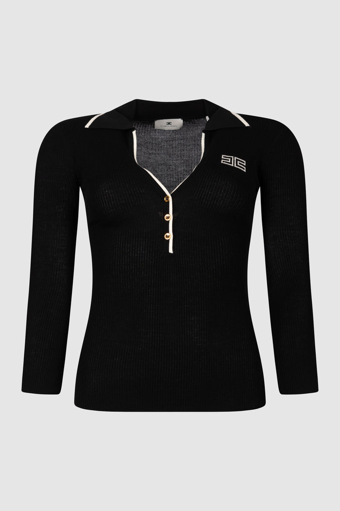 Polo in maglia a costine