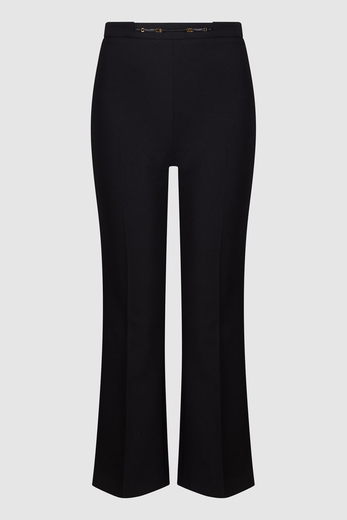 Pantaloni in doppio crêpe stretch con dettaglio gioiello