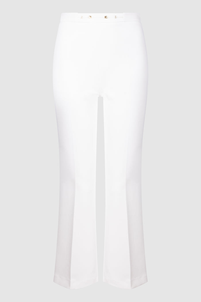 Pantaloni in doppio crêpe stretch con dettaglio gioiello