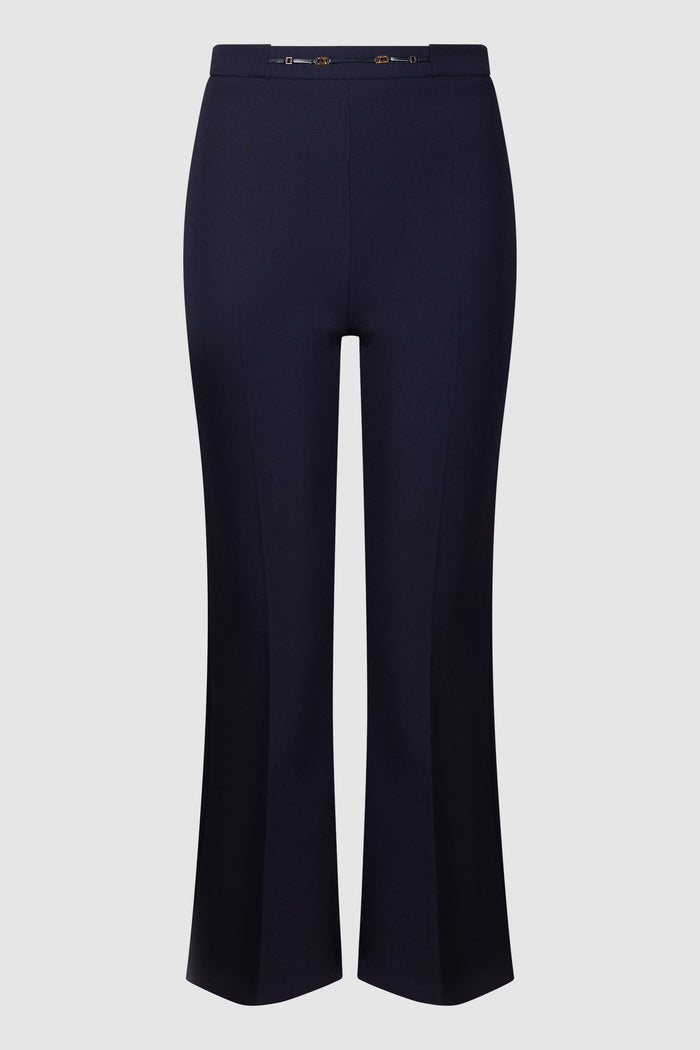 Pantaloni in doppio crêpe stretch con dettaglio gioiello