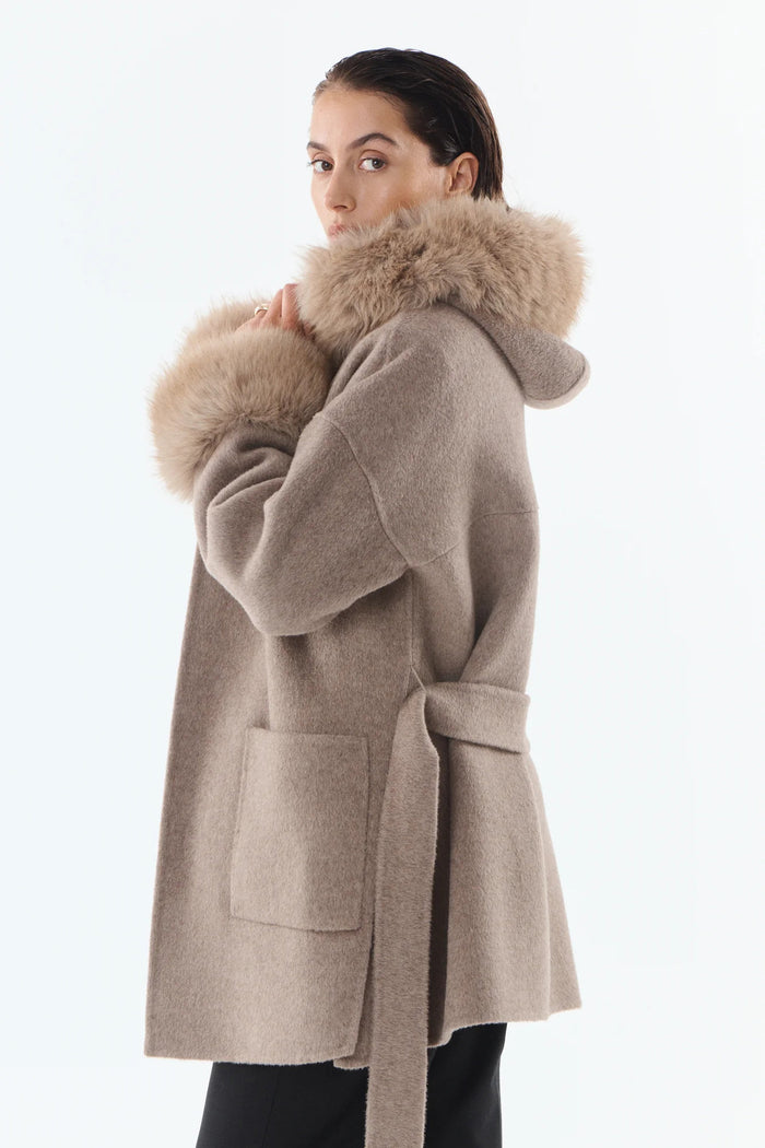 Cappotto Carolina Wool con collo in pelliccia sintetica-3